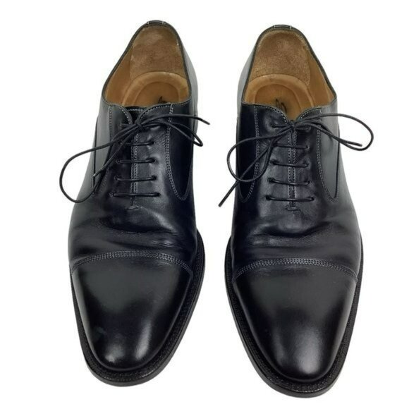 Santoni Darian Mens 9.5 D Cap Toe Oxford Leather Dress Shoe Black Style #751511 main image 8